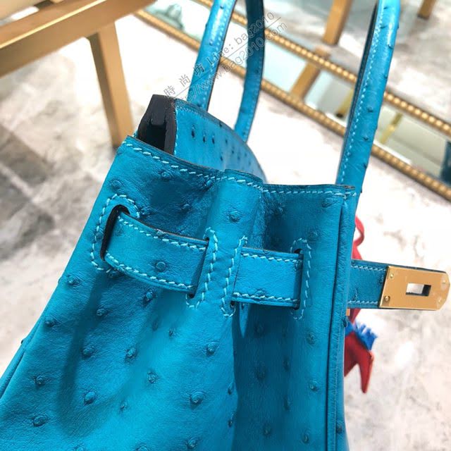 Hermes女包 愛馬仕Birkin30cm Hermes鉑金包 進口k級鴕鳥皮 手工蠟線縫製 Hermes鴕鳥皮手提女包  am1982